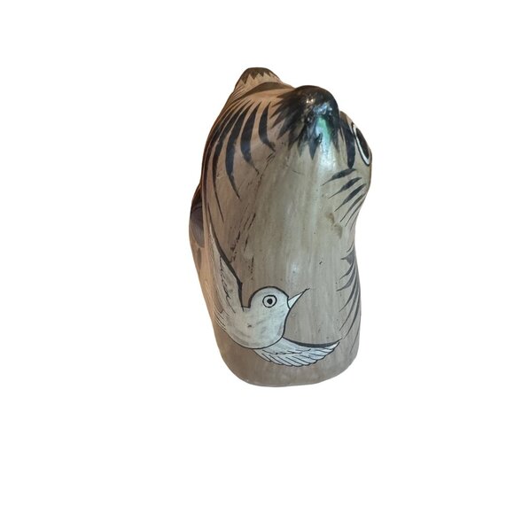 Vintage Mexican Tonala Pottery Cat‎ Hand Painted 5” x 5.5” - Picture 4 of 6